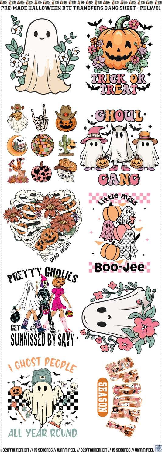 Pre-Made Halloween DTF Transfers Gang Sheet - PHLW01