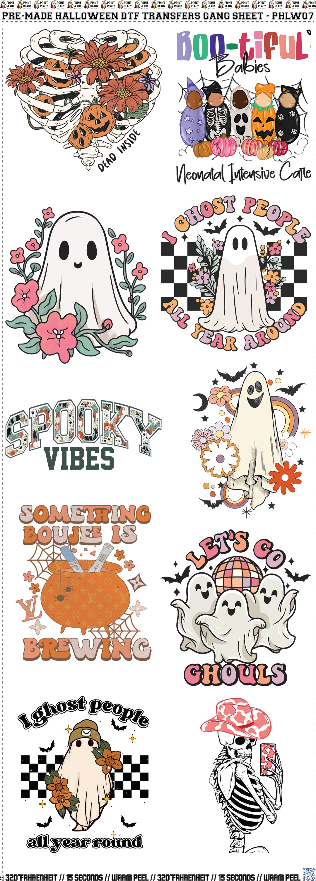 Pre-Made Halloween DTF Transfers Gang Sheet - PHLW07