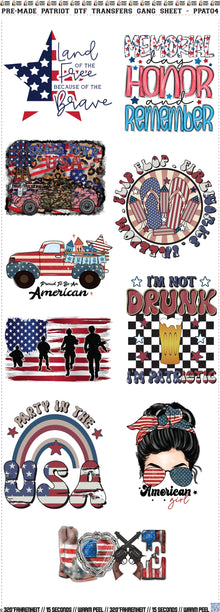 Pre-Made Patriot DTF Transfers Gang Sheet - PPAT04