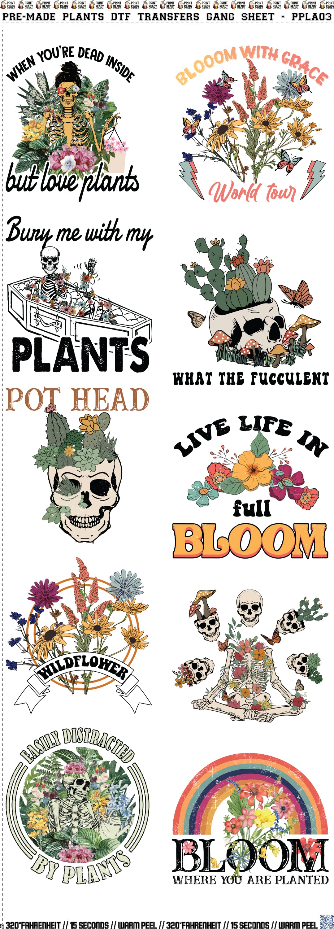 Pre-Made Plants DTF Transfers Gang Sheet - PPLA03