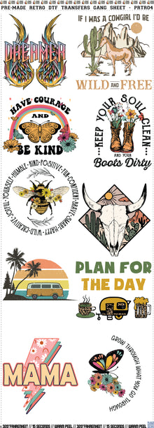Pre-Made Retro DTF Transfers Gang Sheet - PRTR04