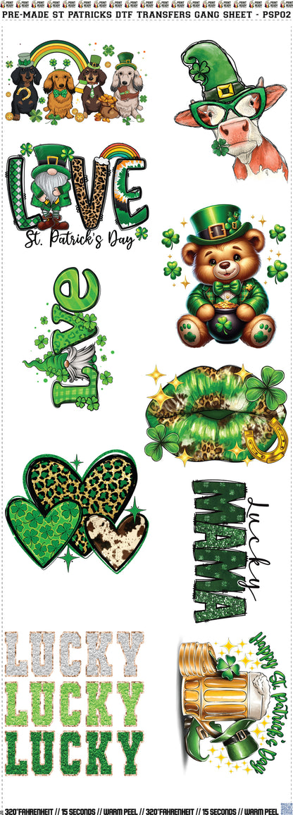 Pre-Made St. Patrick DTF Transfers Gang Sheet - PSP02
