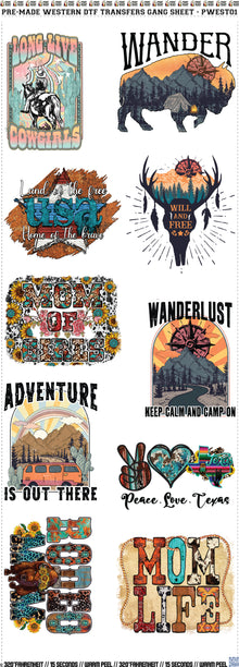 Pre-Made Western DTF Transfers Gang Sheet - PWEST01