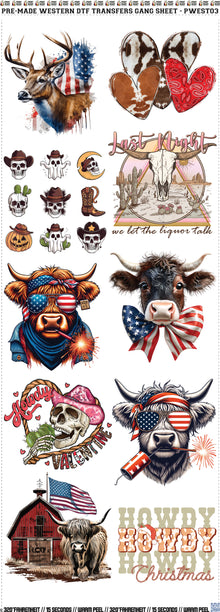 Pre-Made Western DTF Transfers Gang Sheet - PWEST03