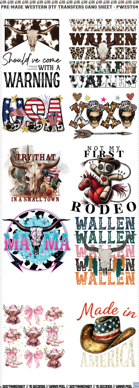 Pre-Made Western DTF Transfers Gang Sheet - PWEST04