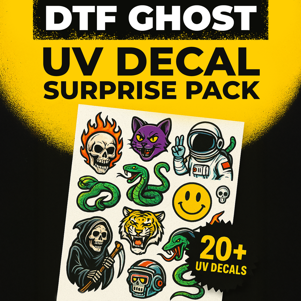UV Decal Surprise Pack – 20+ Unique DTF Stickers | DTF Ghost