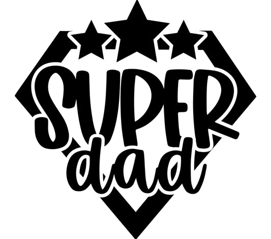Super Dad SVG, Father's Day Vinyl Design, DIY T-shirt Decal, Gift for Dad, Digital Download, Star Emblem, Black and White Graphic