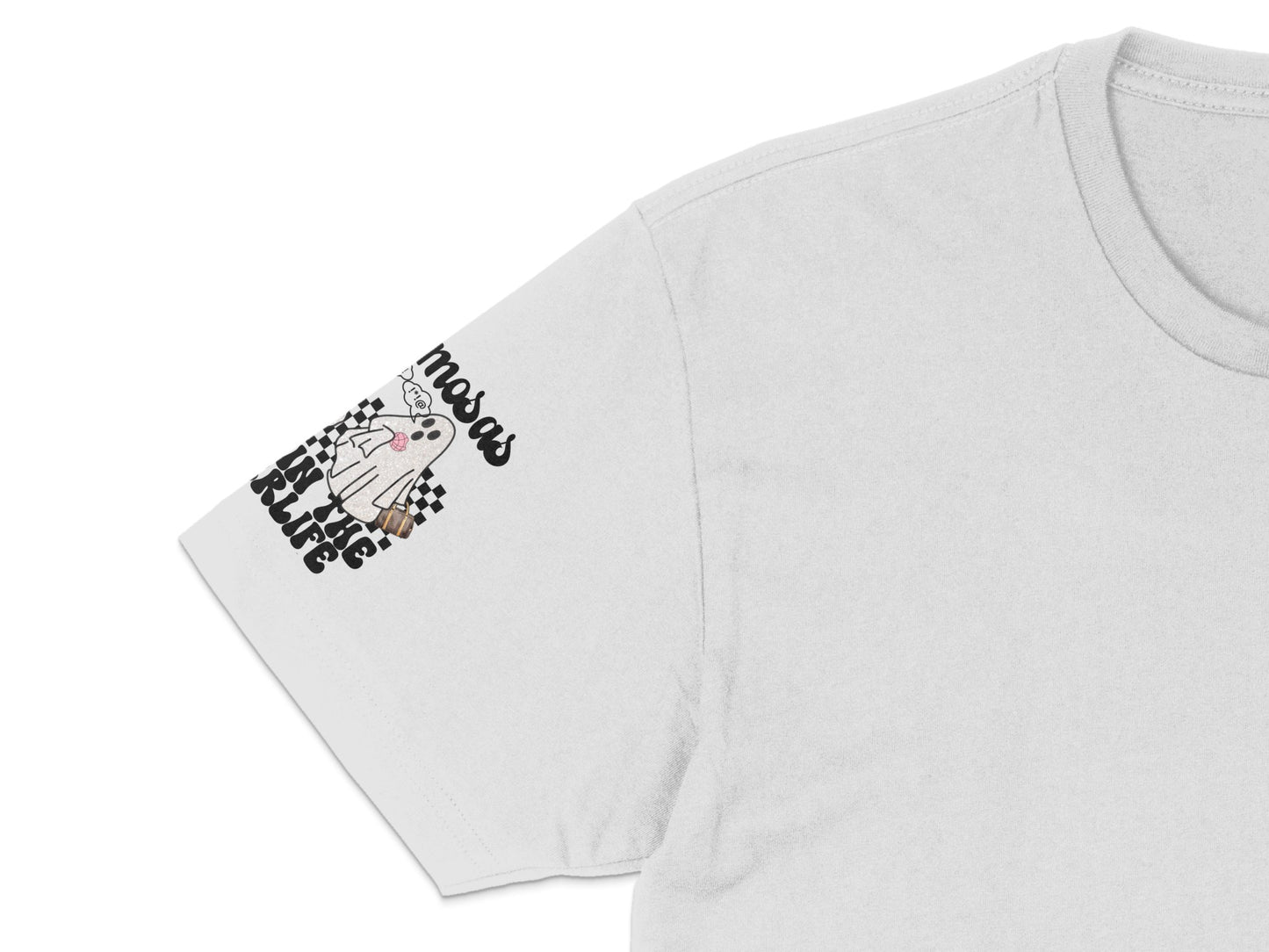 White T-Shirt with Cute Cat and Fish Bones Graphic, Unisex Casual Tee, Creative Apparel Gift