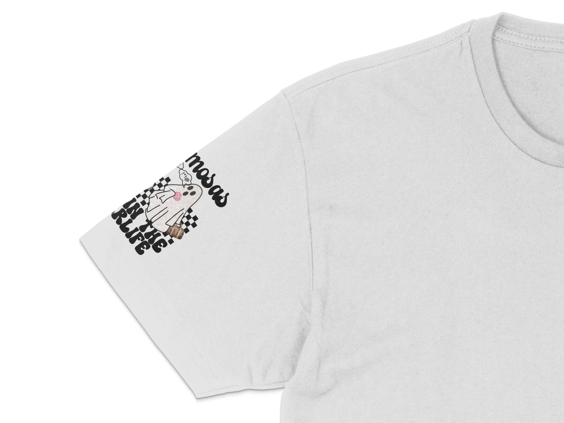 White T-Shirt with Cute Cat and Fish Bones Graphic, Unisex Casual Tee, Creative Apparel Gift