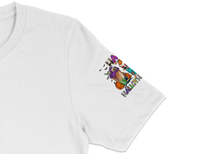 Colorful Halloween Graphics T-Shirt, Cartoon Monsters Print, Spooky Fun Tee, Unisex Casual Outfit for Fall