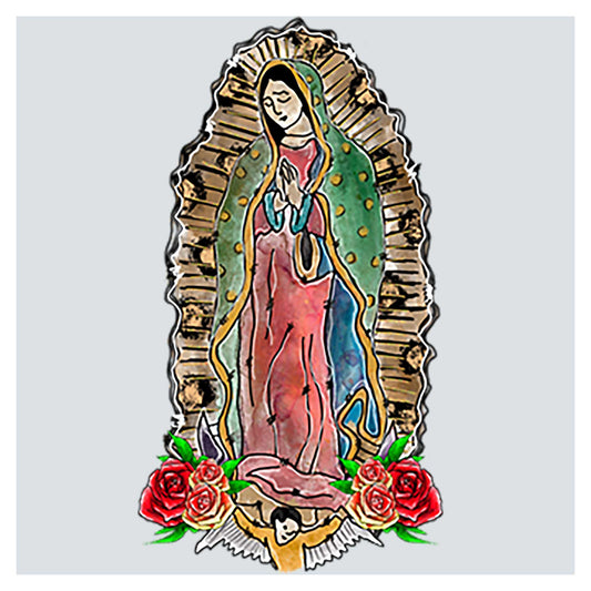 a drawing of the virgin mary of guadalupe
