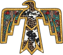 Colorful Leopard and Turquoise Print Thunderbird Wall Art, Southwestern Decor, Unique Boho Chic Home Decoration