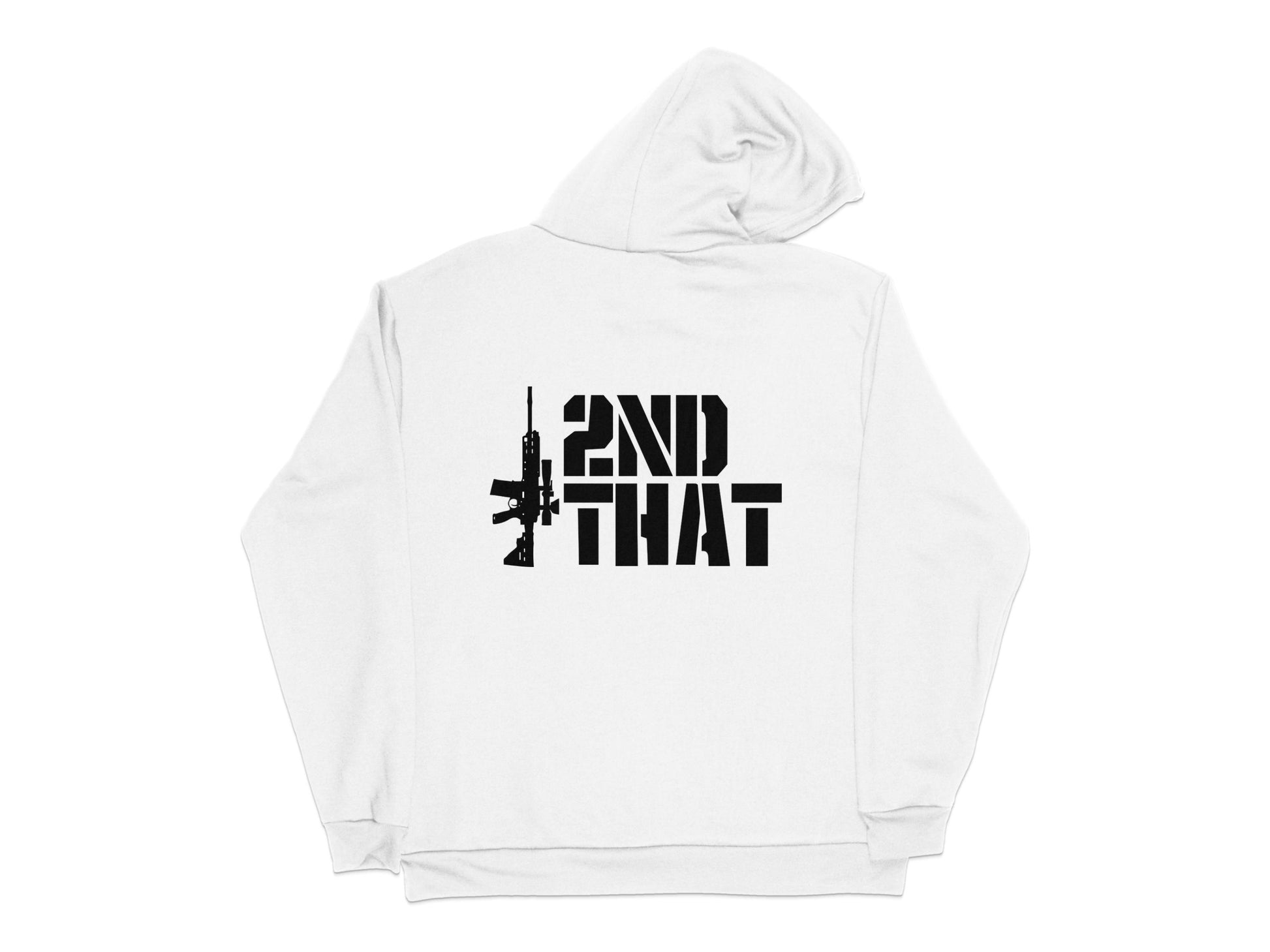 Trendy White Hoodie with Bold Black '2nd That' Graphic Print for Casual Wear