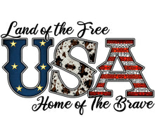 Patriotic USA T-Shirt Design, Land of the Free Home of the Brave Graphic, American Flag Style Digital Download for Apparel and Crafts