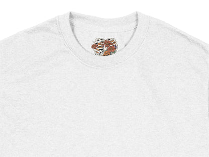 Grey Crewneck Sweatshirt with Small Tiger Embroidery, Unisex Casual Pullover, Trendy Animal Design Sweater