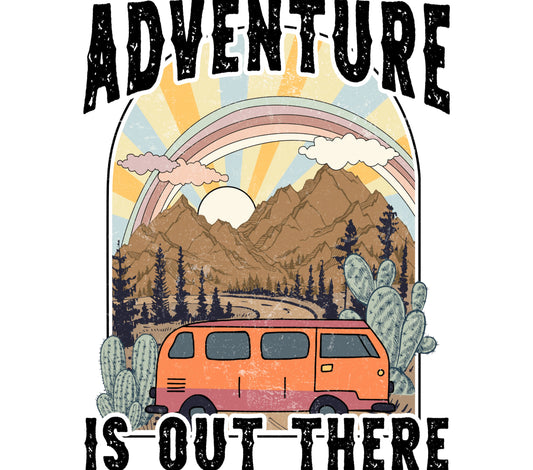 Vintage Adventure Outdoor Poster, Retro Van Mountain Landscape Print, Wall Art Decor