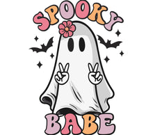Cute Spooky Babe Ghost Graphic T-Shirt, Halloween Costume, Peace Sign Ghost, Women's Casual Tee, Fall Apparel, Ghost Lover Gift