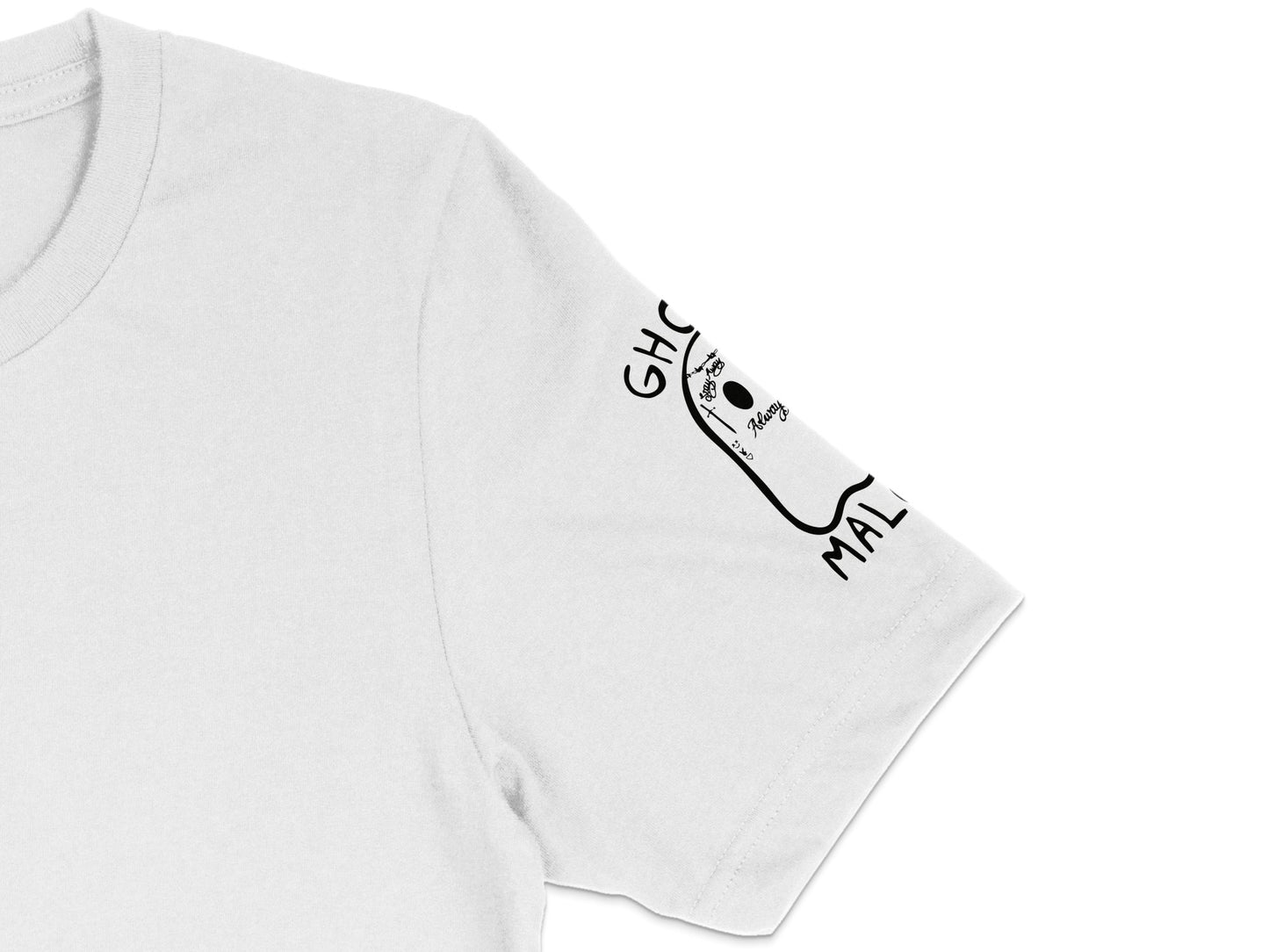 Minimalist White T-Shirt with Abstract Black Print, Unisex Fashion, Casual Streetwear Tee