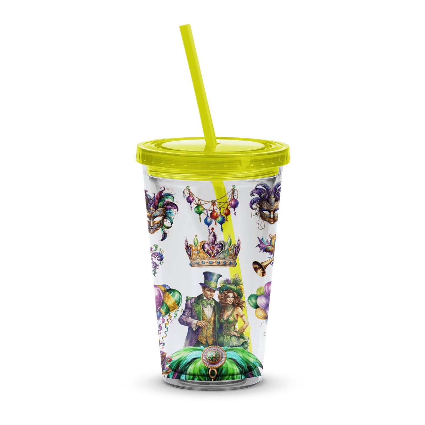 Colorful Fantasy Tumbler, Insulated Travel Cup with Straw, Wizard and Creatures Design, Unique Gift Idea