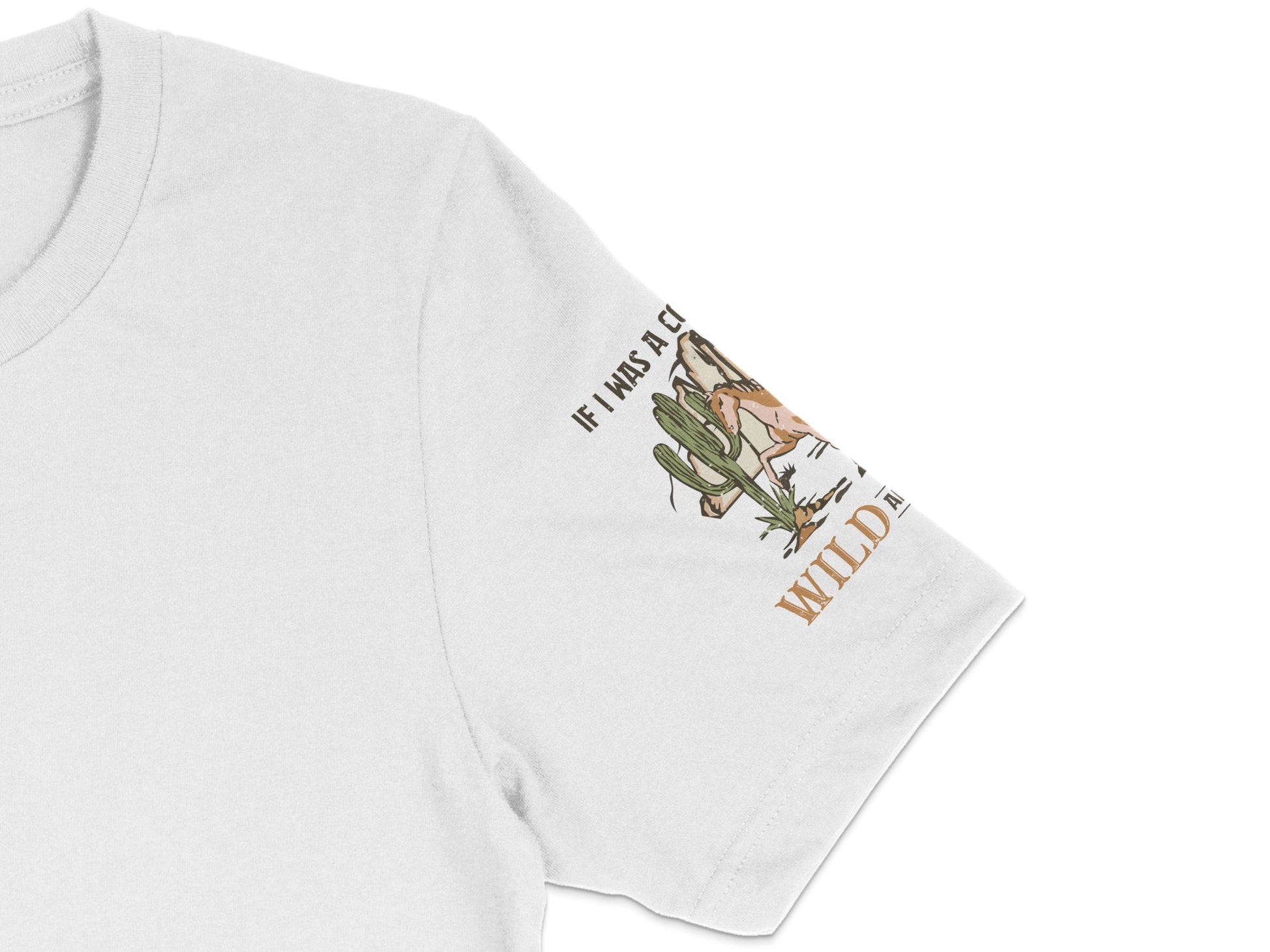 Vintage Inspired Graphic T-Shirt, Desert Cactus Print, Soft White Crew Neck, Casual Streetwear, Unique Illustration Tee