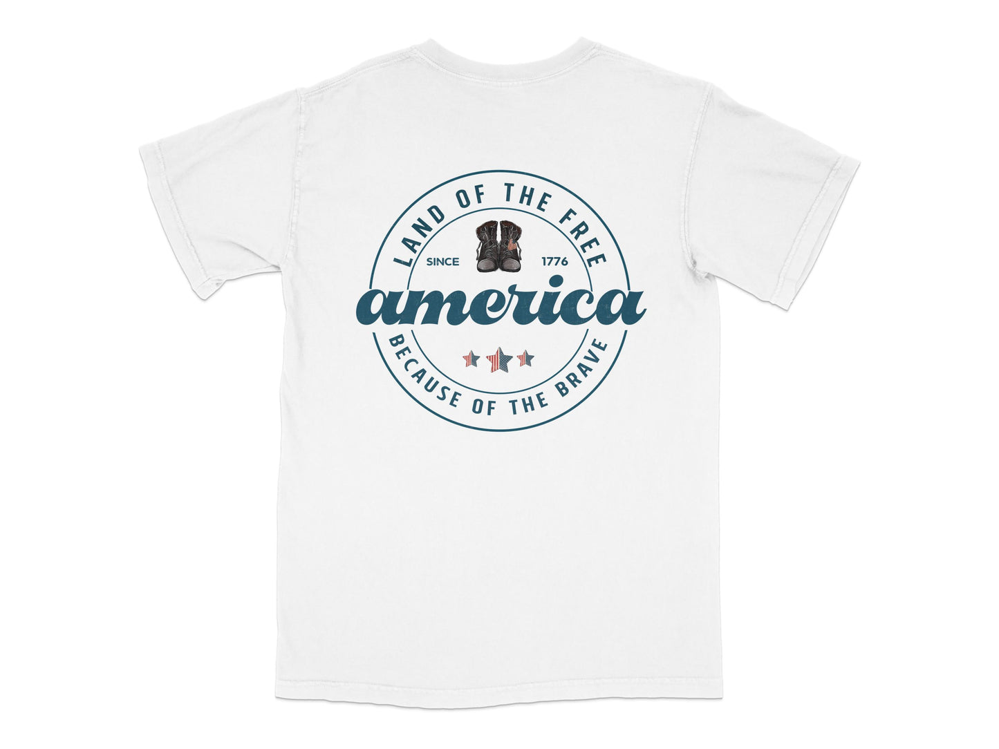 Patriotic America T-Shirt, Land of the Free, Since 1776, Unisex Adult Tee, White Cotton Shirt, American Pride Top, Casual Wear