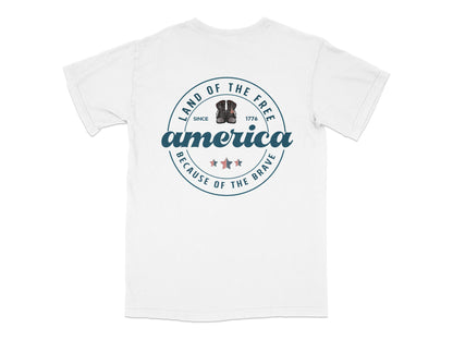 Patriotic America T-Shirt, Land of the Free, Since 1776, Unisex Adult Tee, White Cotton Shirt, American Pride Top, Casual Wear
