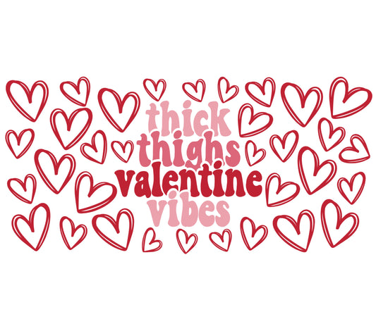Thick Thighs Valentine Vibes T-Shirt, Body Positive Graphic Tee, Red Hearts Love Shirt, Trendy Holiday Apparel for Women and Men