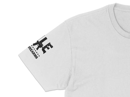 Retro Firearms Graphic T-Shirt, Vintage Shooter Design, Classic Men's White Tee, Casual Streetwear Style