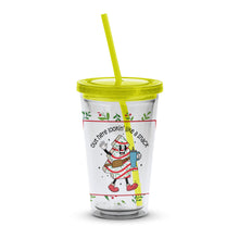 Christmas Tumbler with Straw, Santa Shark Design, Holiday Drinkware Gift, Insulated Cup for Cold Drinks