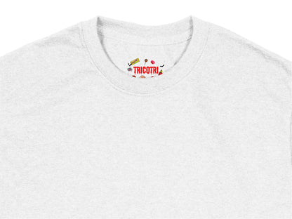 Tricotta White T-Shirt with Embroidered Logo, Casual Summer Top, Unisex Fashion Tee