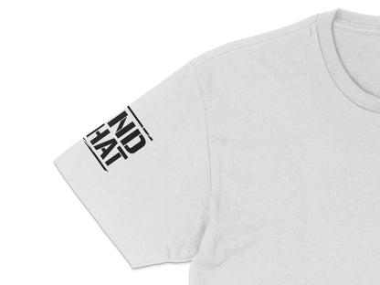 Classic White T-Shirt with Bold Black Text Design, Unisex Modern Tee for Casual Wear