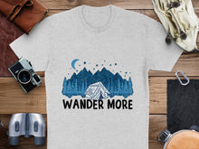 Wander More Mountain Graphic T-Shirt, Nature Hiking Camping Tee, Adventure Outdoor Unisex Shirt, Travel Gift Cotton Top