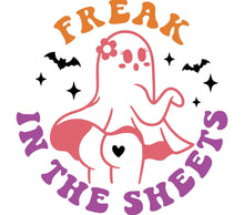 Halloween Ghost Sticker, Cute Spooky Decal, 'Freak in the Sheets' Motif, Fun Ghost with Heart, Bat Accents