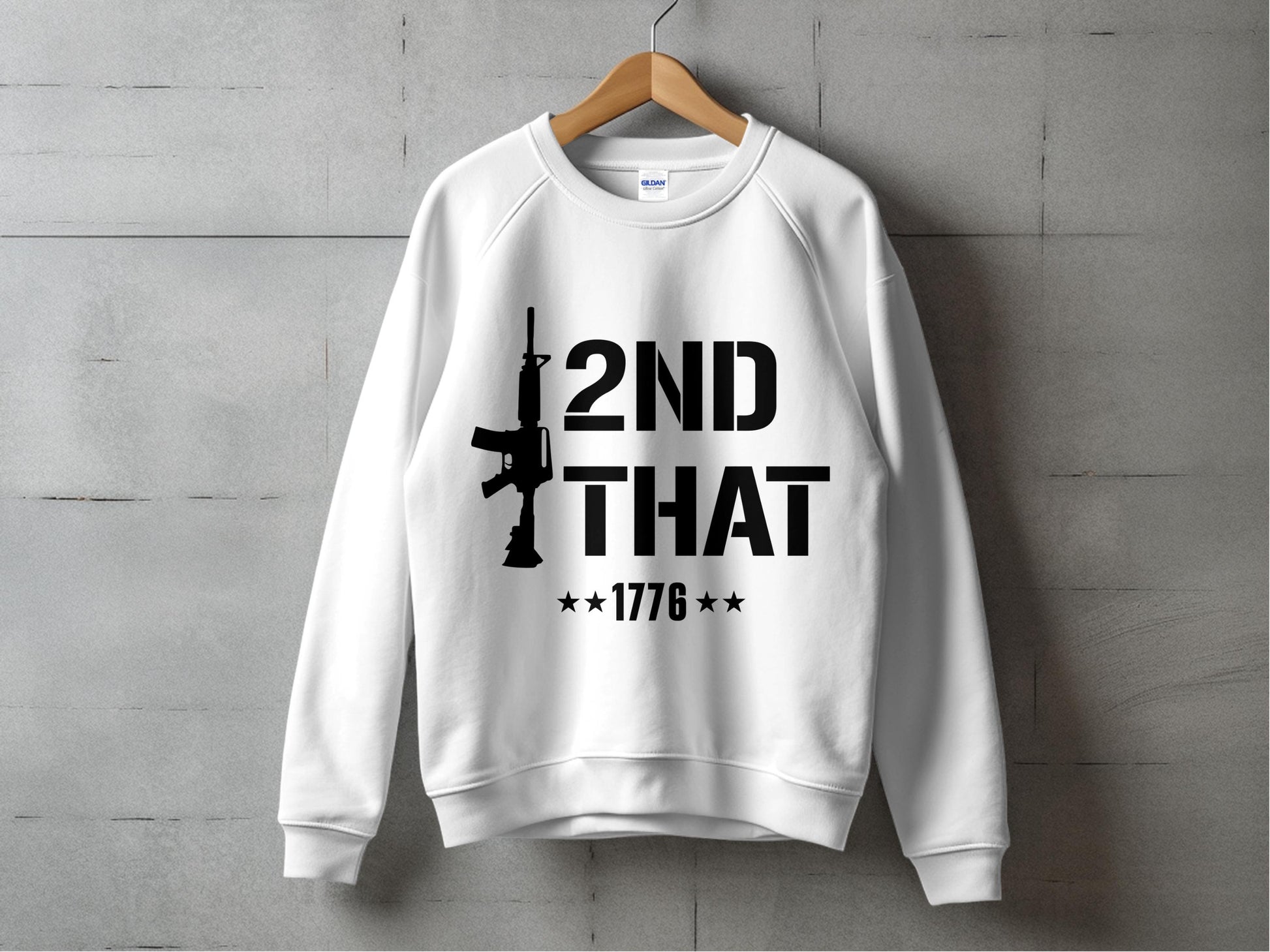 Patriotic Sweatshirt 2nd Amendment Graphic White Crewneck 1776 Star Design Unisex Adult Clothing