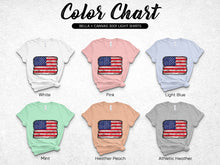 Patriotic USA Flag T-Shirt Color Chart, Bella Canvas 3001 Unisex Soft Cotton Tee, Multiple Colors Available