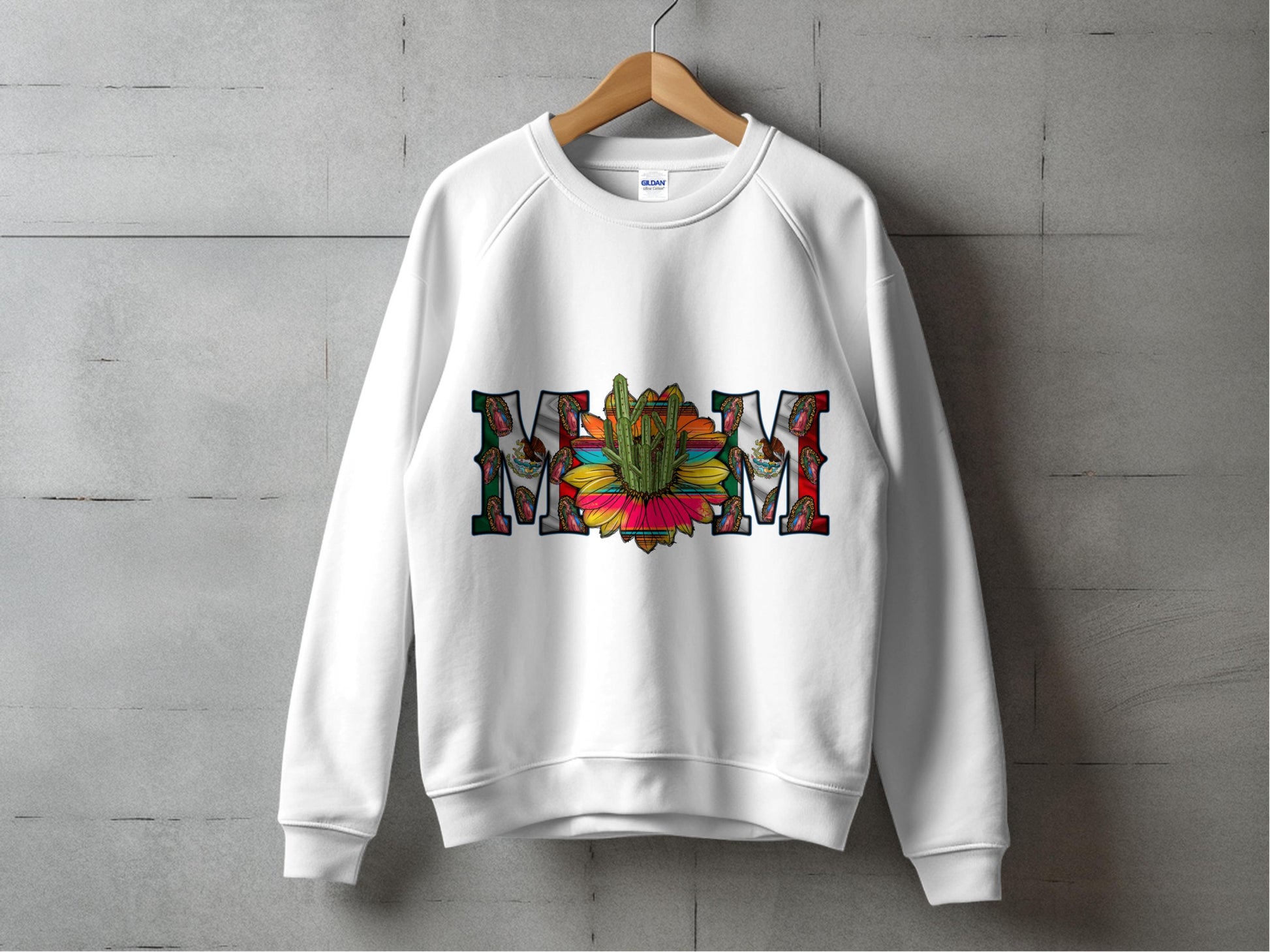 Colorful Floral MOM Print Sweatshirt, Beautiful Flower Graphic Women's Pullover, Casual Spring Apparel, Unique Gift for Mothers.