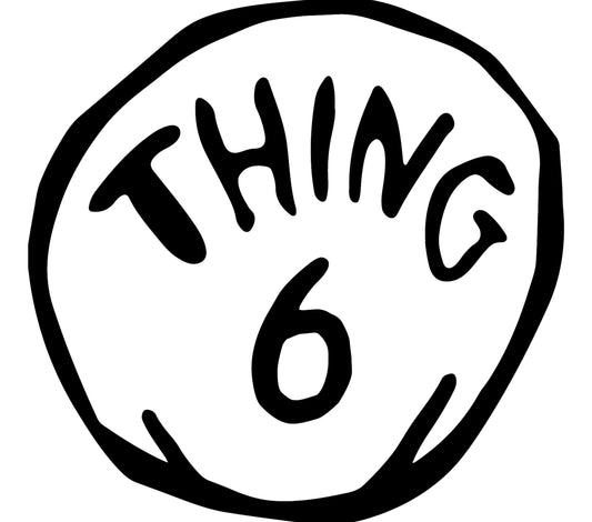 Thing 6 Black and White Graphic Circle Design T-Shirt, Minimalist Art Print, Casual Wear