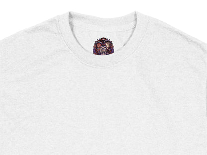 Unique Grey T-Shirt with Colorful Embroidered Owl Design, Casual Unisex Fashion, Soft Cotton Top, Creative Bird Embroidery