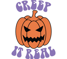 Halloween Pumpkin Sticker, Creep it Real, Spooky Orange Jack-O-Lantern Decal, Trick or Treat Decor