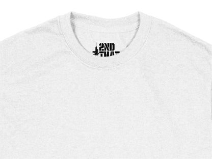 Minimalist White T-Shirt with Small Black Logo, Unisex Casual Streetwear, Soft Cotton Tee, Trendy Monochrome Top for Everyday Wear