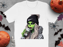 Halloween-Themed T-Shirt with Green Witch Graphic, Spooky Fashion, Casual Fall Wear, Unisex Adult Sizes