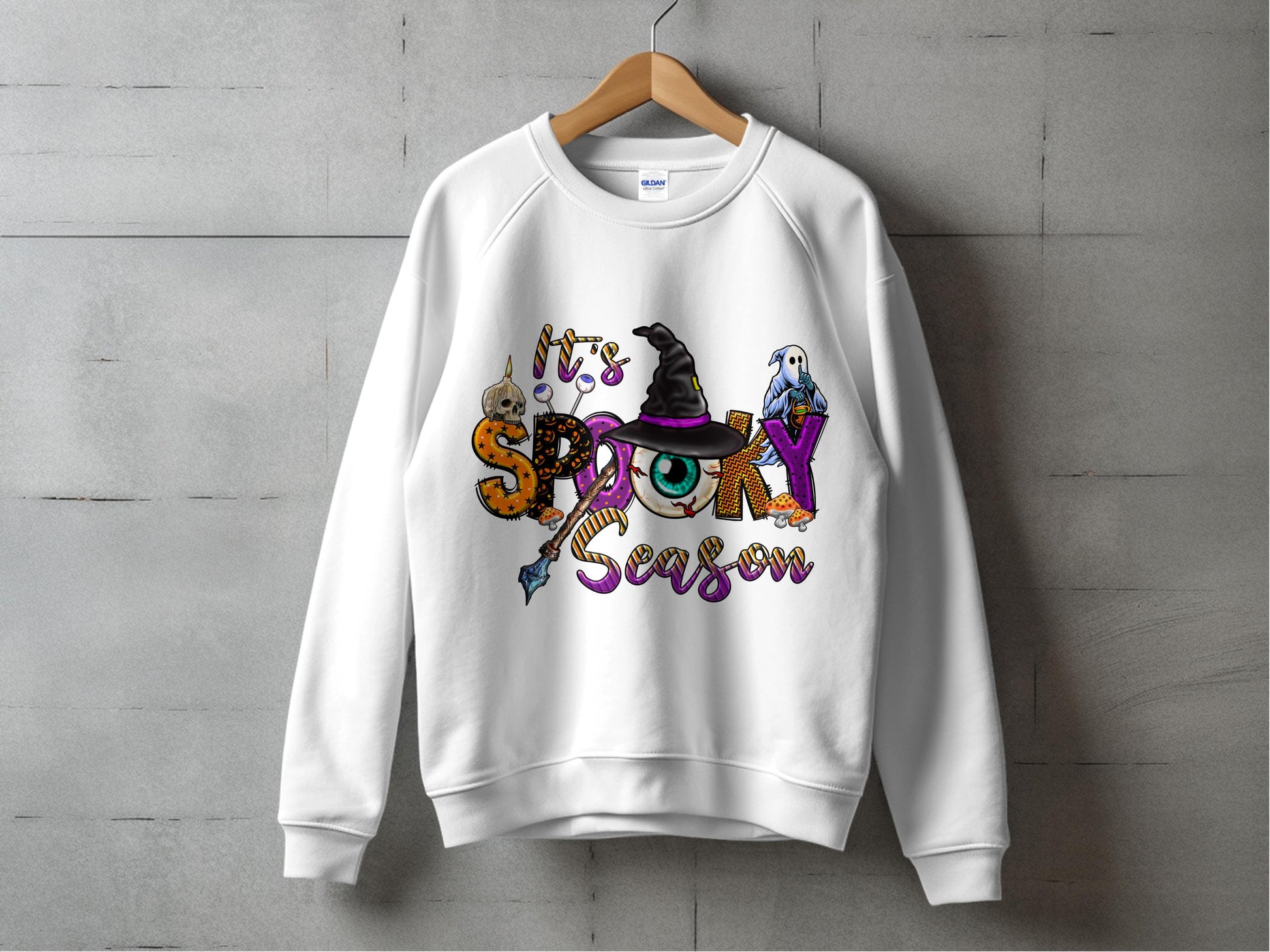 Halloween Spooky Season Sweatshirt, Witch Hat and Cute Animals, Fall Fashion Pullover for Men and Women