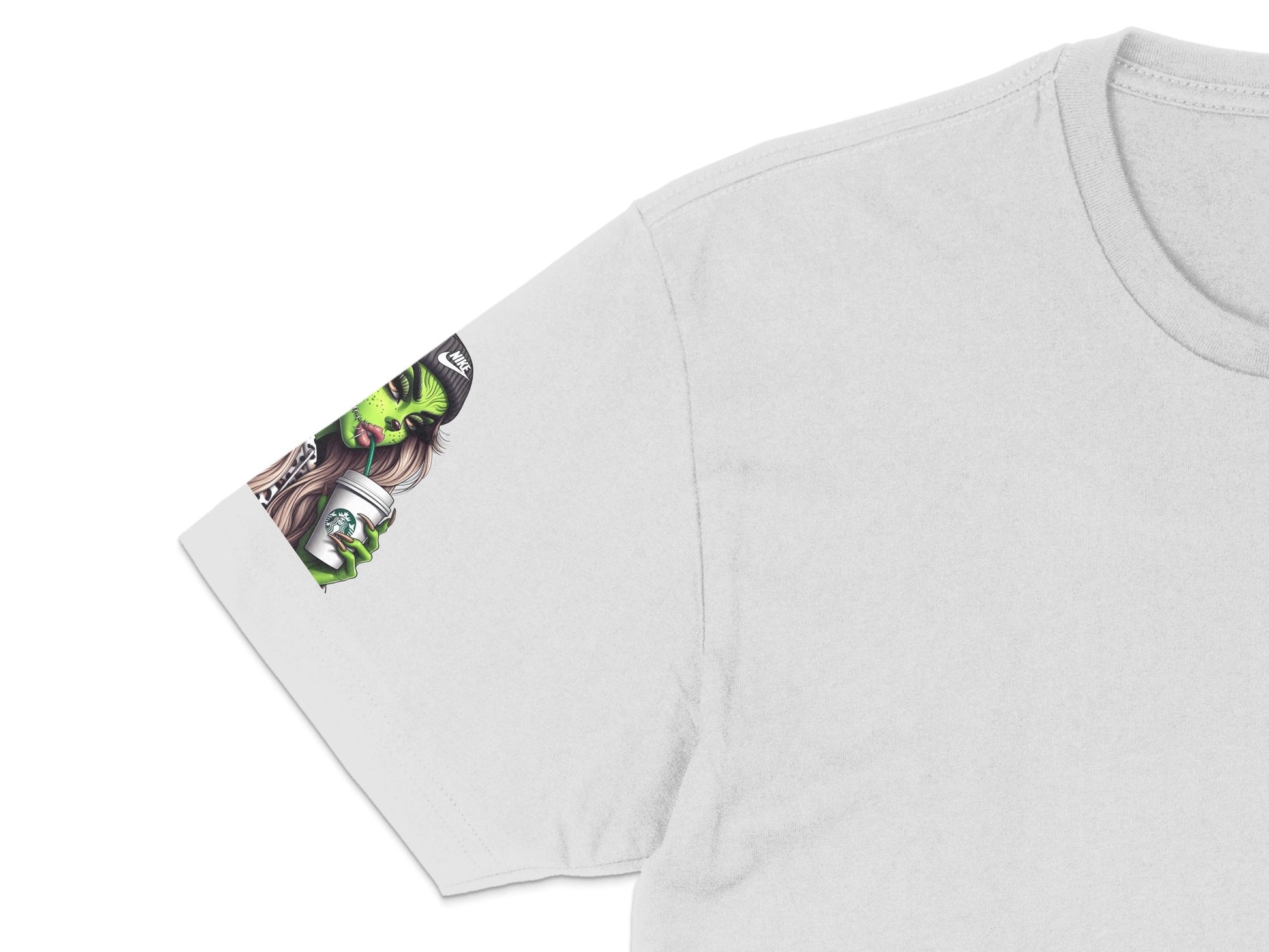 White T-Shirt with Unique Green Monster Print, Casual Graphic Tee, Unisex Fashion Top