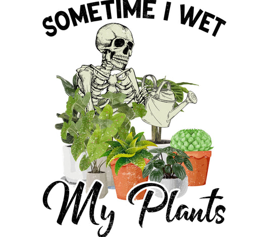 Skeleton Watering Plants Graphic T-Shirt, Funny Gardening Tee, Botanical Casual Wear, Unisex Cotton Shirt