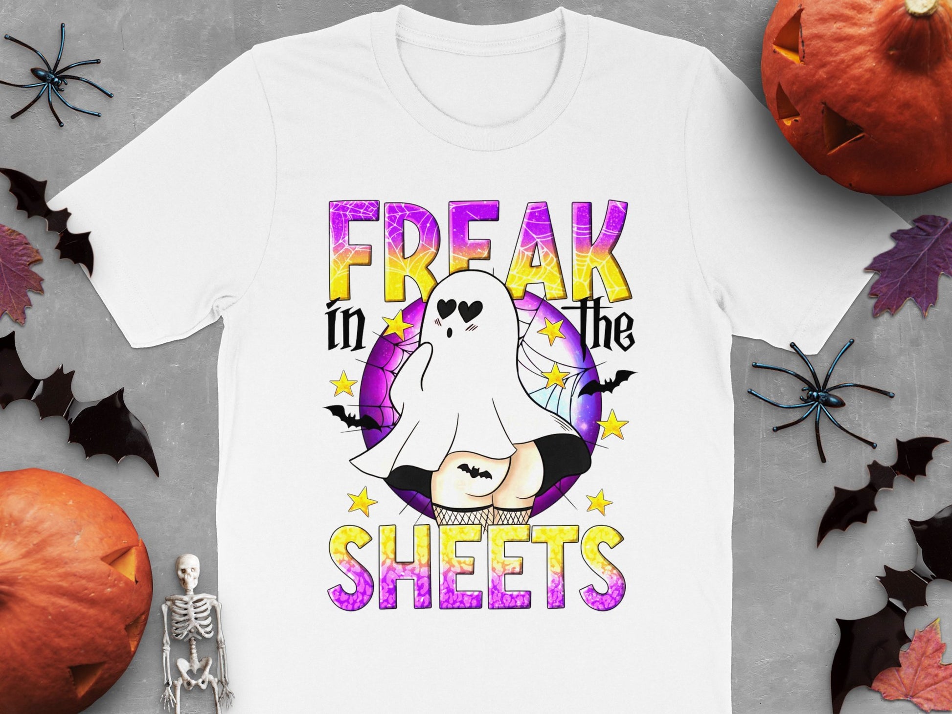 Halloween Ghost T-Shirt, Freak in the Sheets Funny Quote, Spooky Cute Graphic Tee, October Fall Fashion, Unisex Adult Clothing