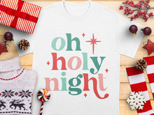 Festive 'Oh Holy Night' Christmas T-Shirt, Holiday Graphic Tee, Unisex Winter Apparel, Colorful Xmas Design