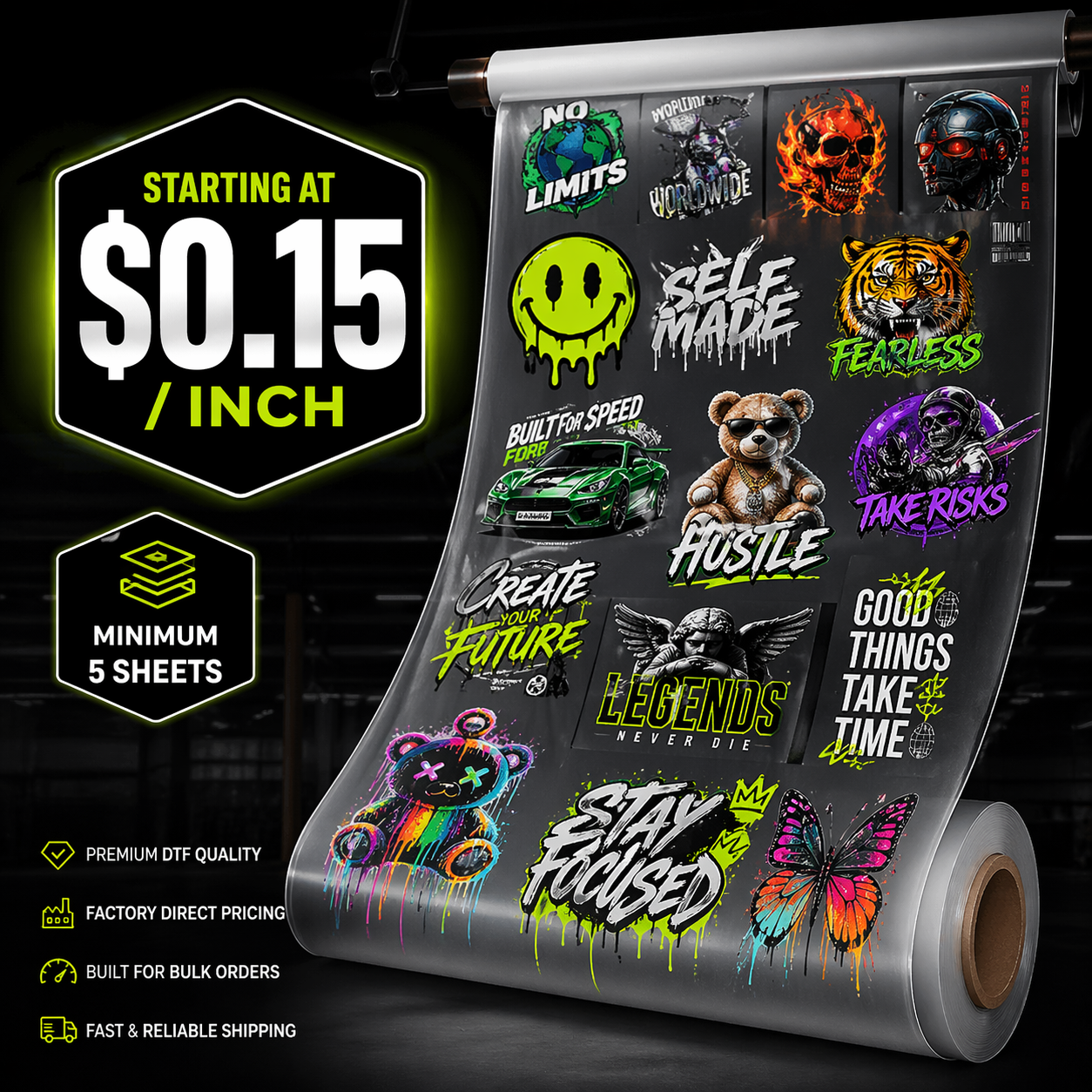 BULK SHEET – $0.15 per Inch