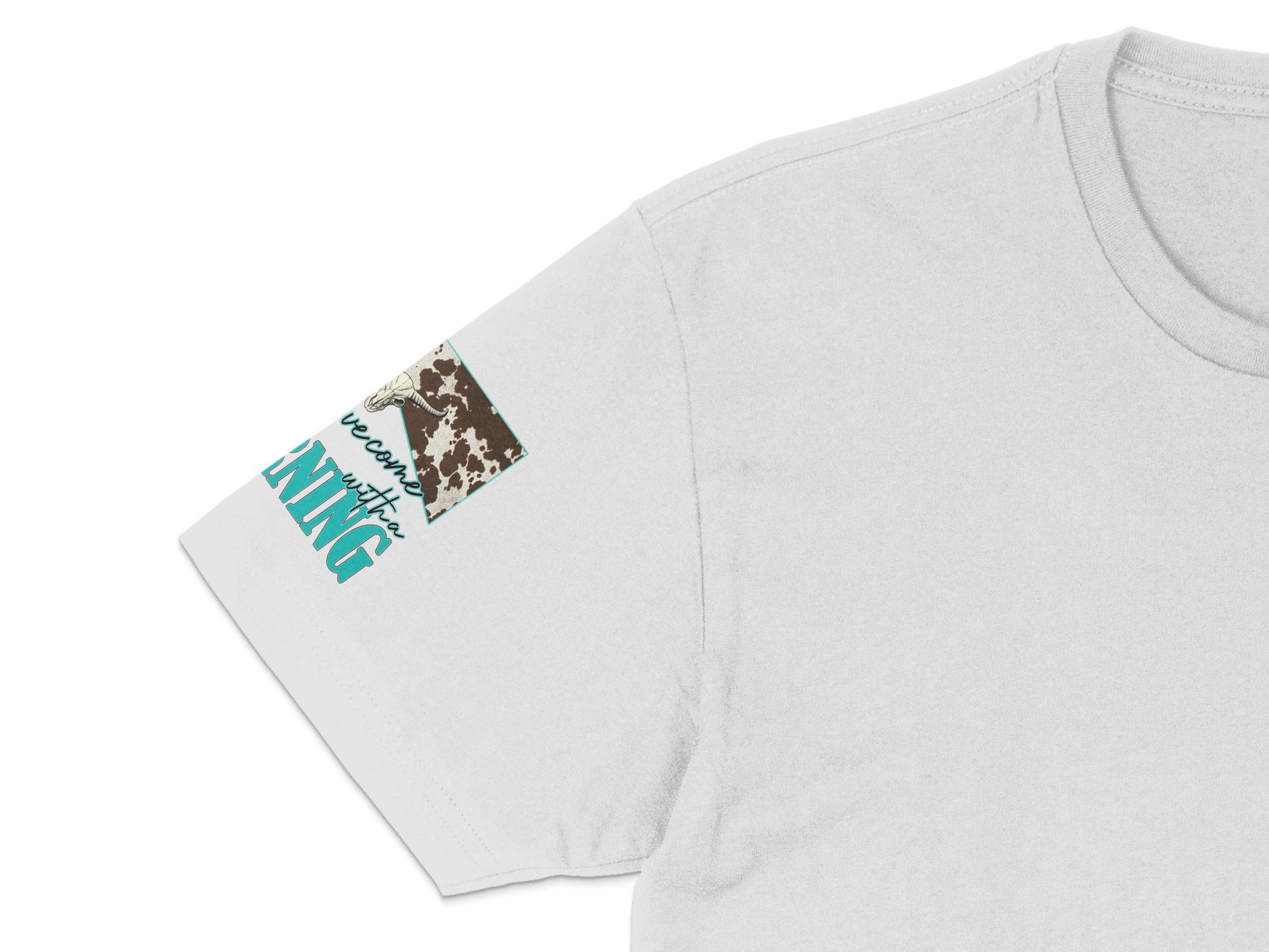 Vintage Style T-Shirt with Floral Patch and Blue Text, Casual Cotton Tee, Unisex Fashion Shirt