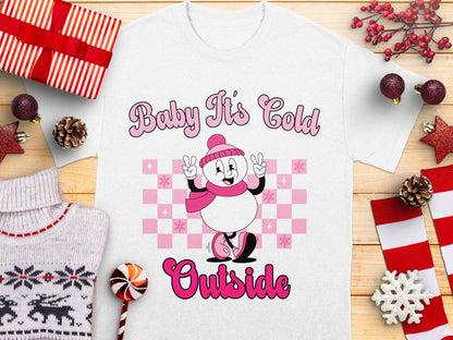 Baby It's Cold Outside Snowman T-Shirt, Winter Holiday Tee, Christmas Casual Wear, Festive Graphic Shirt