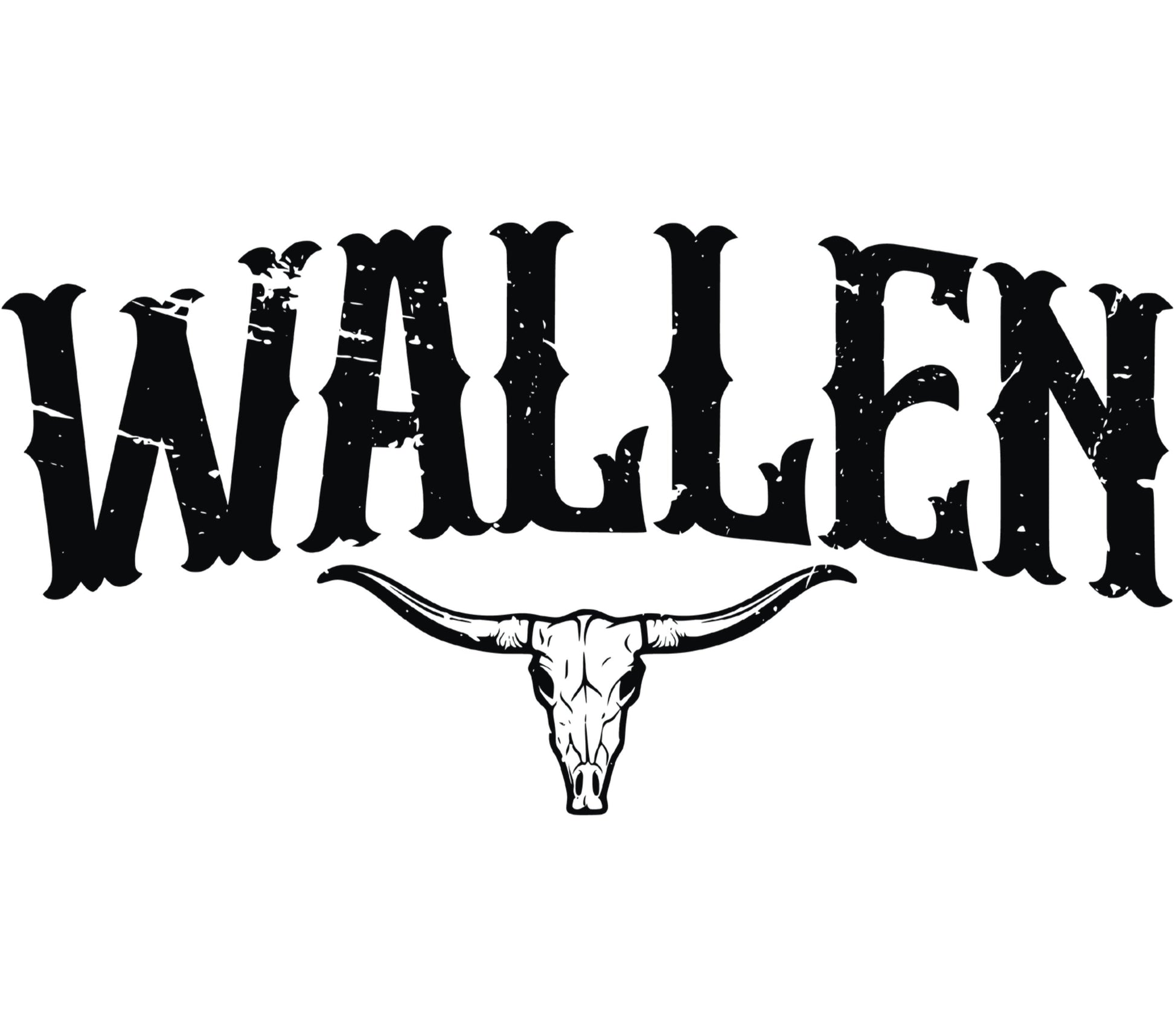 Wallen Skull Bull Horns Graphic T-Shirt Western Style Distressed Print